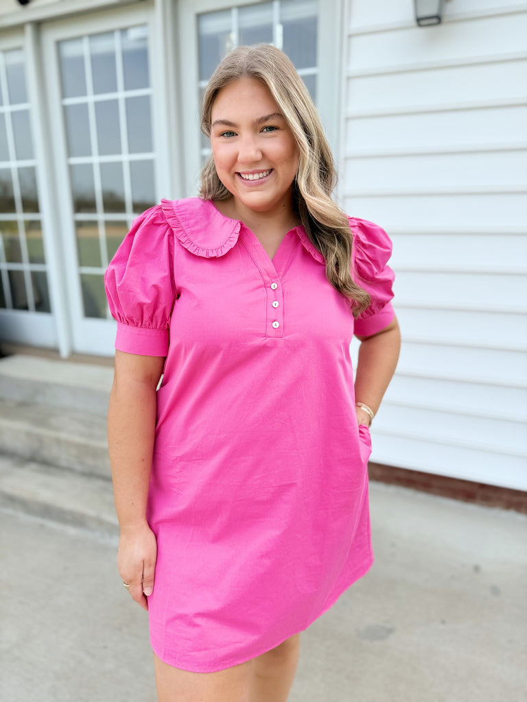 Fuchsia Peter Pan Collar Dress￼