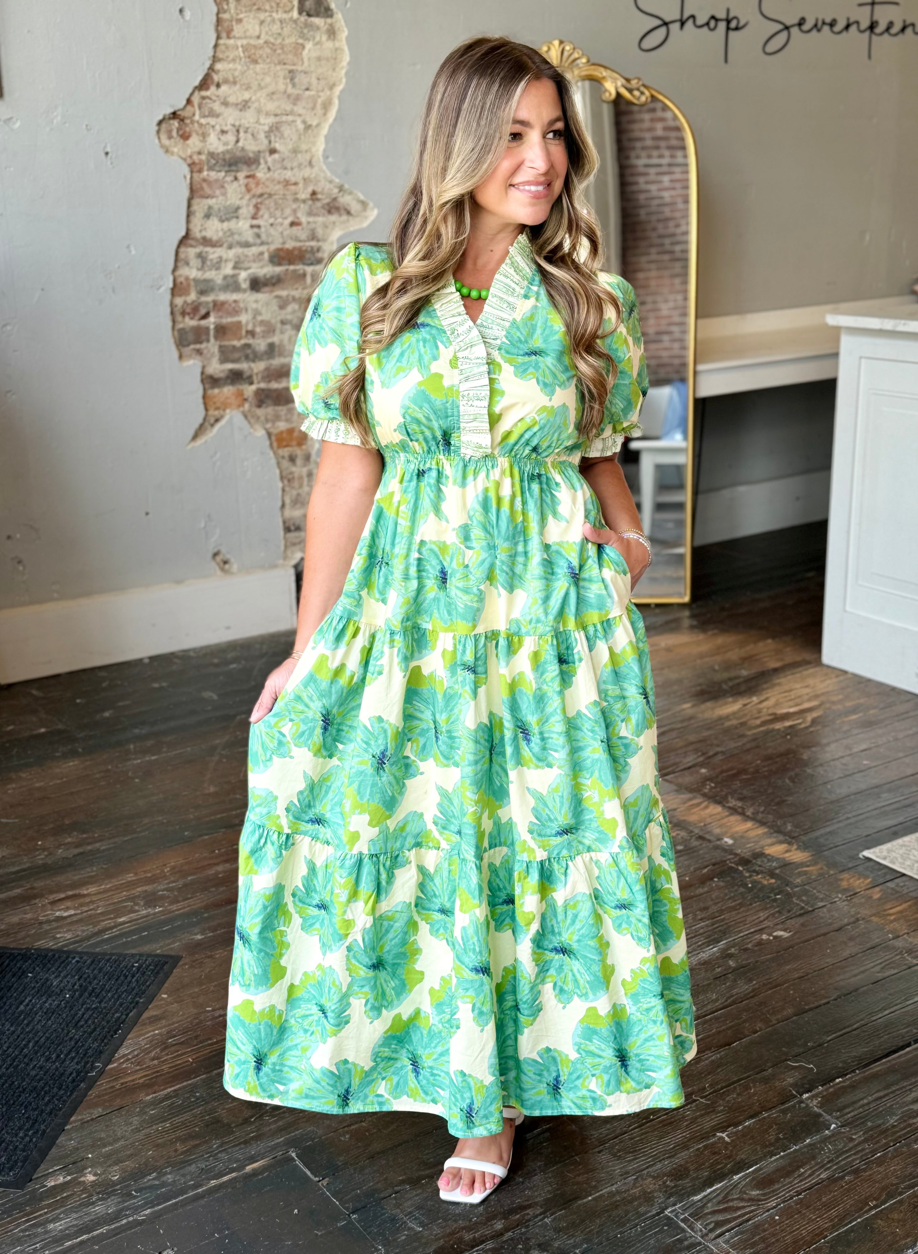 Green Mix Midi Dress | Shop Seventeen Boutique