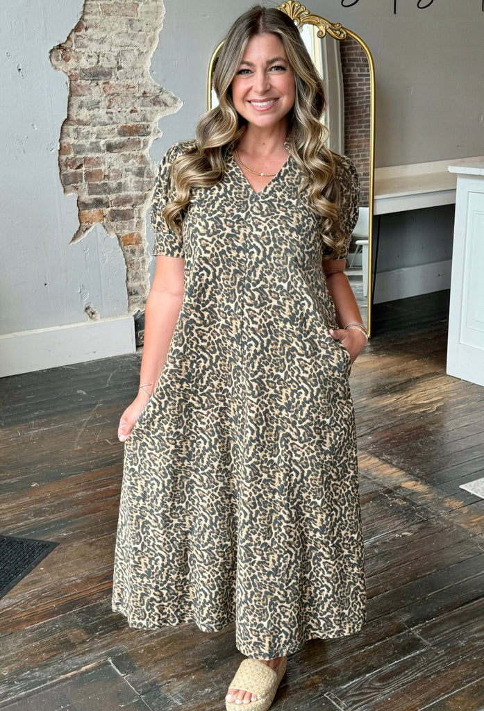 Leopard Print Midi Dress
