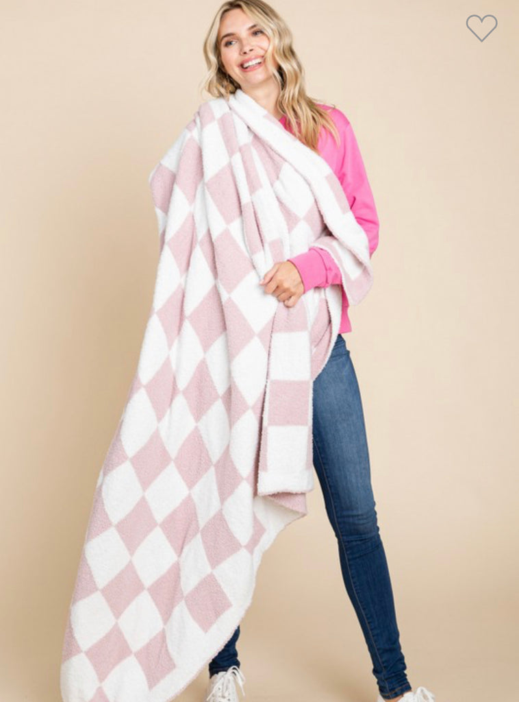 Checkerboard Print Double Sided Blanket