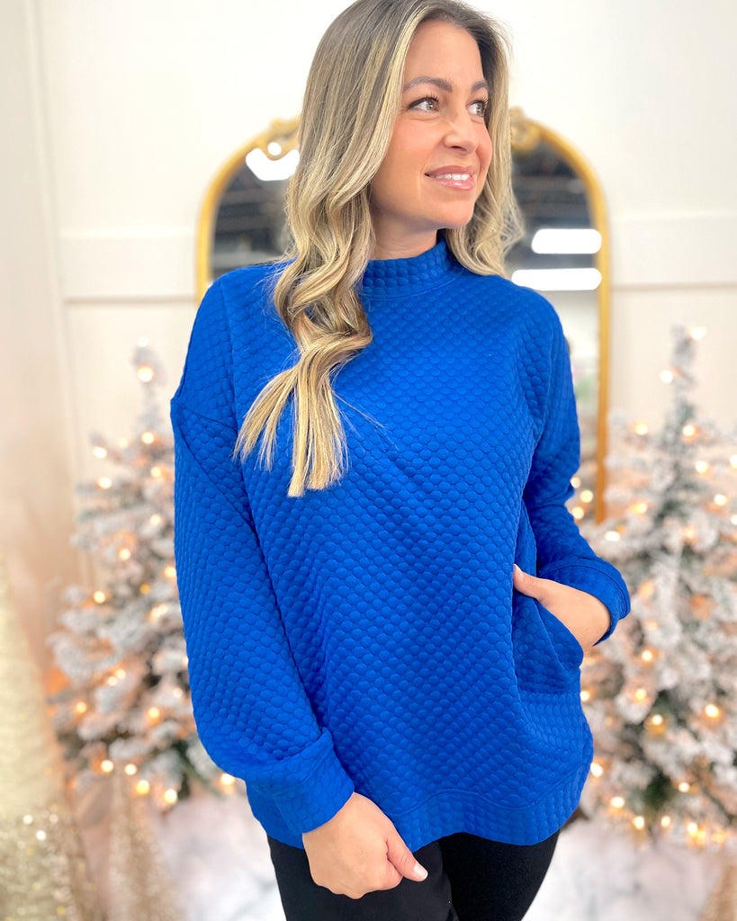Royal Blue Quilted Pullover