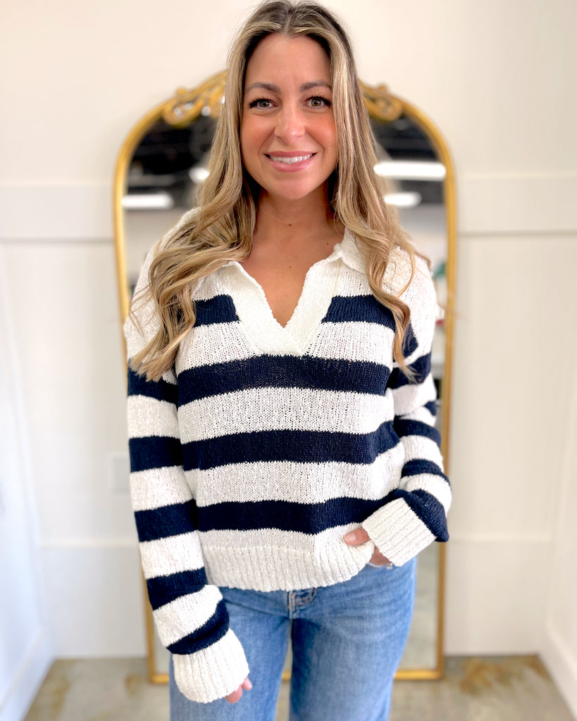 Navy Stripe Knitted Sweater