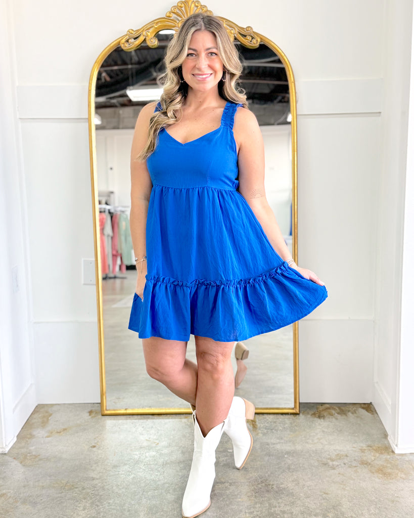 royal blue frill dress Royal Blue Ruffle Dress