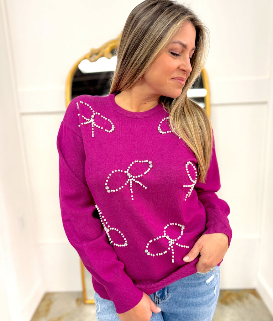 Ribbon Knit Pullover Sweater