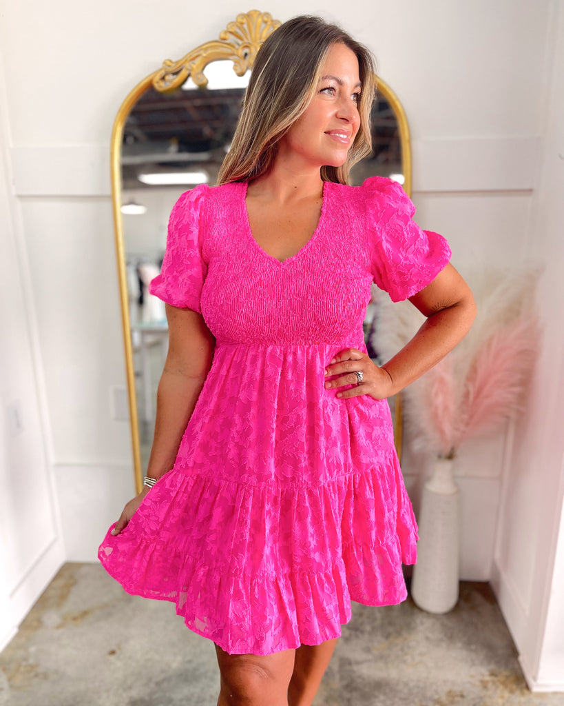Textured Pink Floral Dress