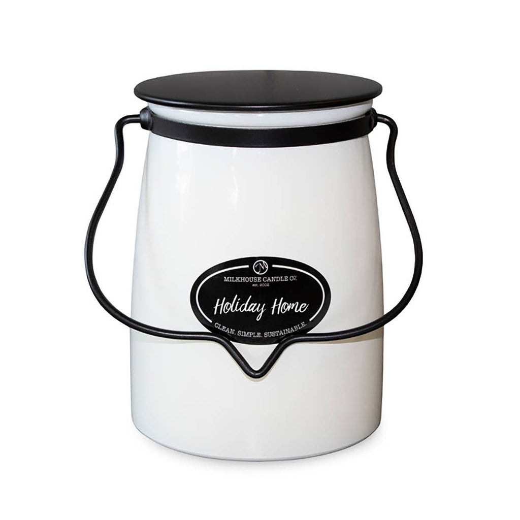 22 oz Butter Jar Soy Candle: Holiday Home, by Milkhouse